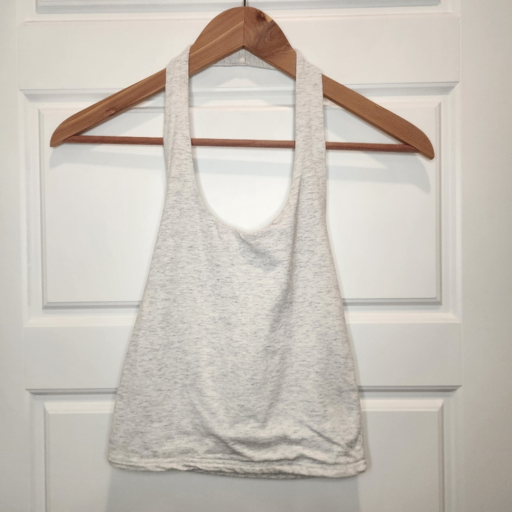 🟣 XS Harlow Dani Melange Cotton Blend Halter Top - Cloud - Picture 3 of 5
